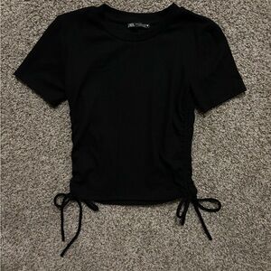Zara Black Women's Top with side cinches